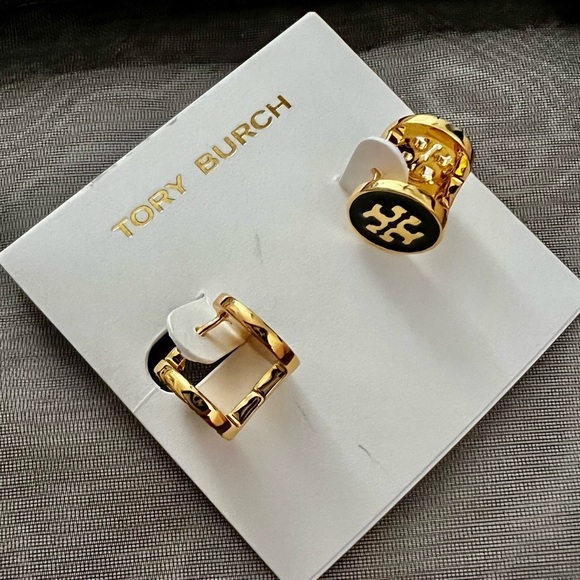Gold & Black Double-Sided 360 Earrings – Jewel Candy 🆕Tory Burch Crystals Reversible Double Sided Earrings Black And Gold